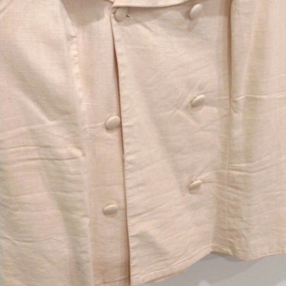 VINTAGE SLEEVELESS DBL BREASTED LINEN TOP (L) - Picture 4 of 11